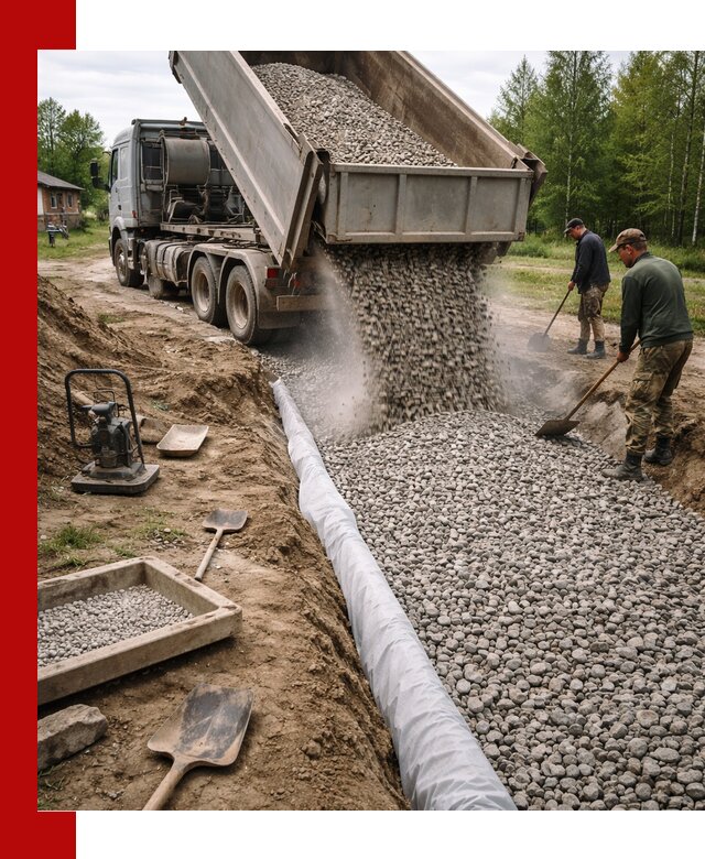 Гравий для дренажа с доставкой в Армавире качественный и недорогой