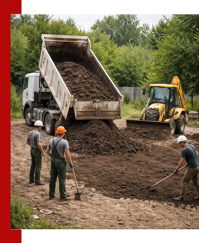 Доставка и укладка грунта для выравнивания участка в Армавире