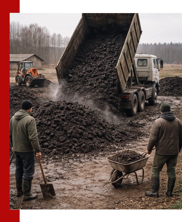 Доставка низинного торфа с разгрузкой и доставкой в Армавире