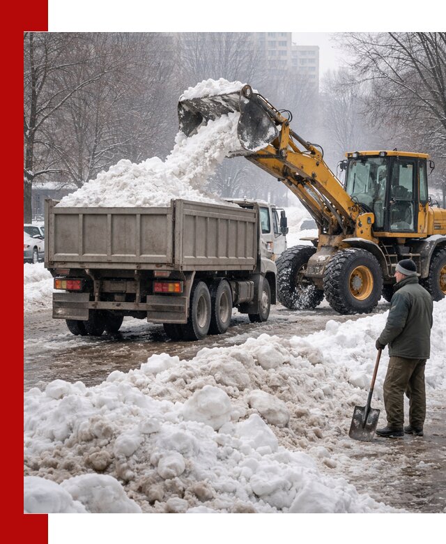 Вывоз снега грузовой техникой в Армавире оперативно и чисто
