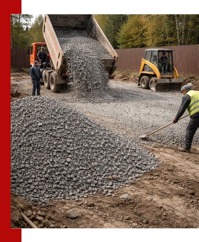 Отсыпка участка щебнем с доставкой и уплотнением в Армавире